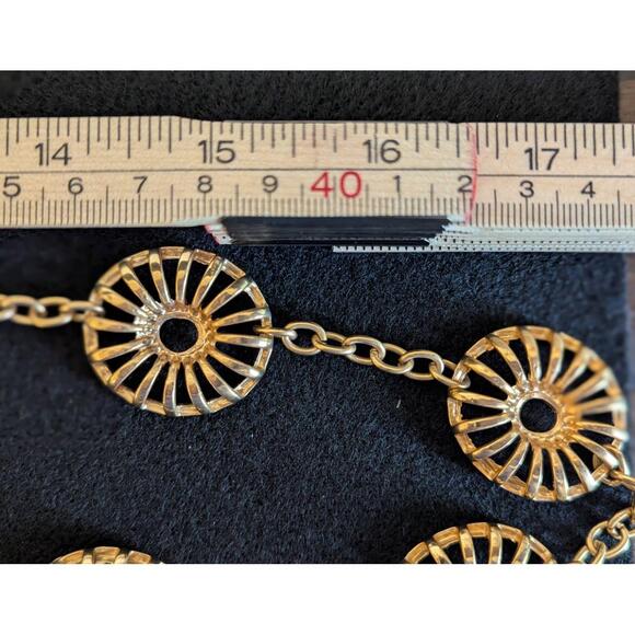 Vintage Necklace Womens 17 Inch Gold Tone Circle Hook Closure Statement Elegant - Picture 10 of 11